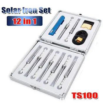 

Multifuctional TS100 Electric Soldering Iron Adjustable Temperature Digital Solder Station OLED Display+9 Tips+XT60 Cable+Holder