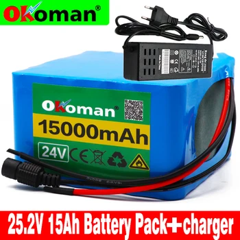 

6S6P 24V 15Ah 25.2V lithium battery pack batteries for electric motor bicycle ebike scooter wheelchair cropper with BMS+ charger