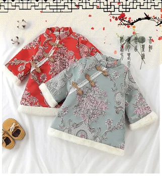 

Chinese style New Year's clothing baby New Year's clothing winter clothes children's Tang suit plus velvet dress princess dress