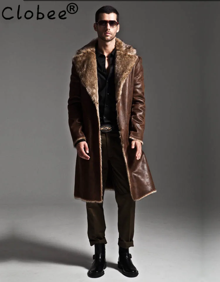Зимняя кожаная куртка для мужчин из искусственной овчины пальто выстроились