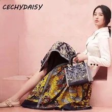 Длинная юбка из хлопка, винтажная плиссированная юбка с цветочным принтом, женская одежда для отдыха с высокой талией, jupe femme saias faldas largas ropa mujer