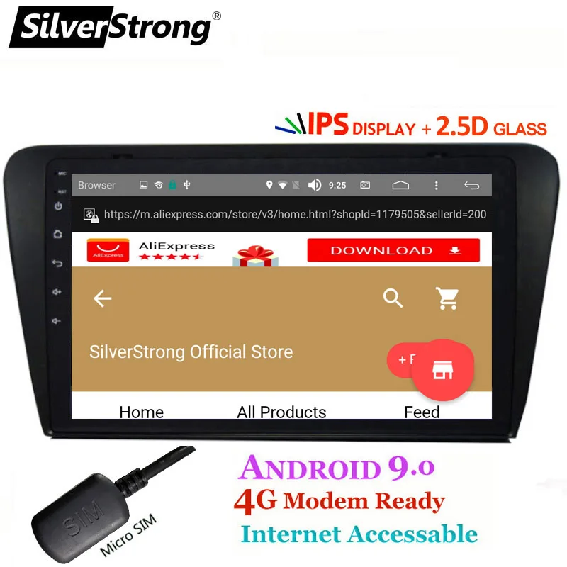 SilverStrong 9 дюймов ips 2.5D Android10.0 Автомобильный gps для Skoda Octavia3 A7 4G Sim модем Радио RDS TPMS