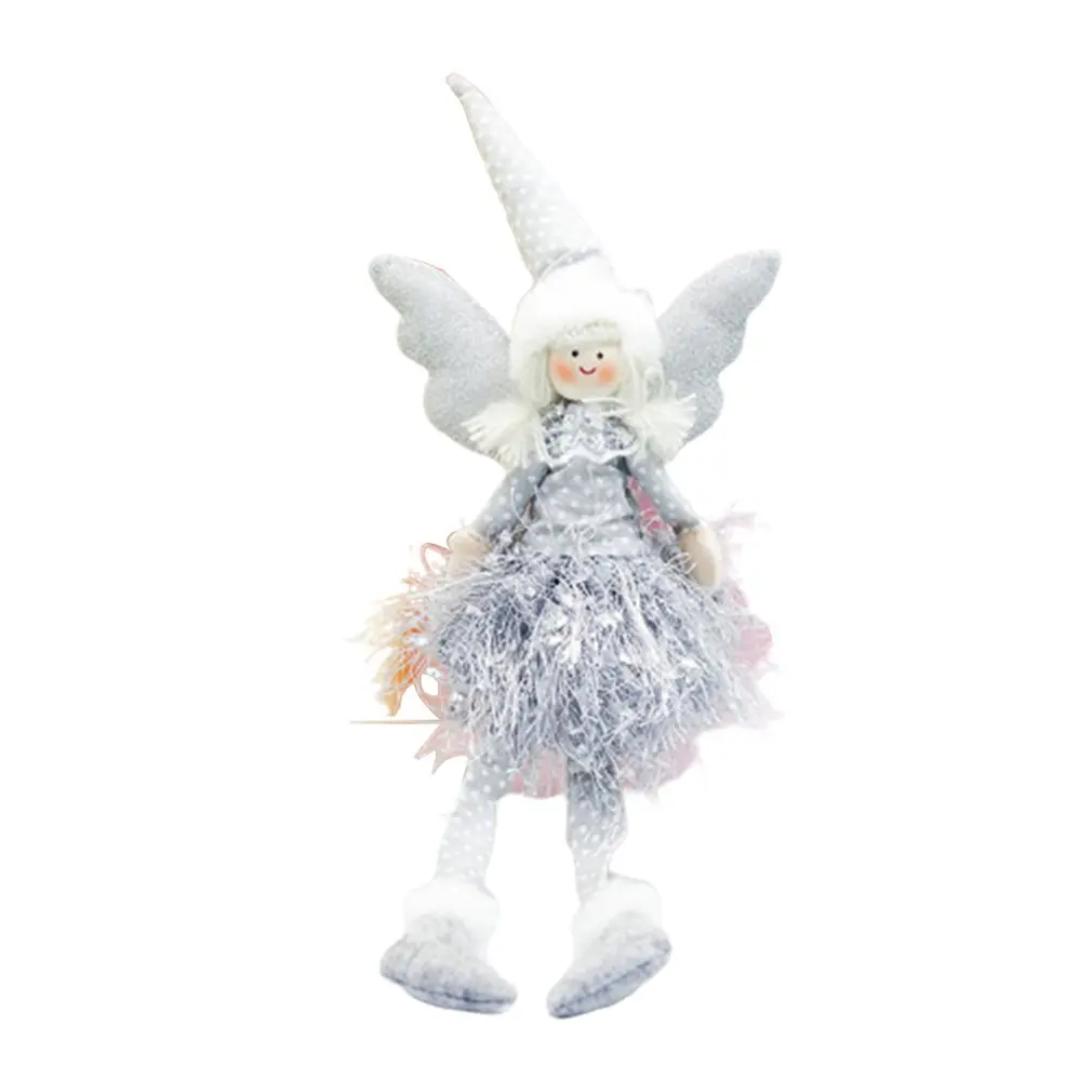 C Christmas Ins Wind Fabric Spotted Fringed Skirt Christmas Angel Figurine Christmas Long Foot Doll Gift - Цвет: C