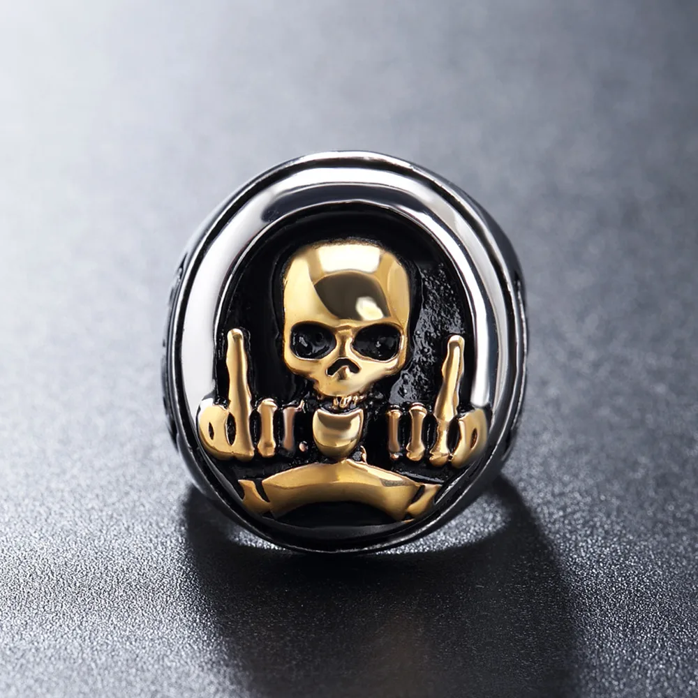 Stainless Steel Skull Gothic Men Ring Reteo HipHop Punk Male Rings For Women Party Steampunk Jewelry Anillo Hombre HF061 | Украшения и