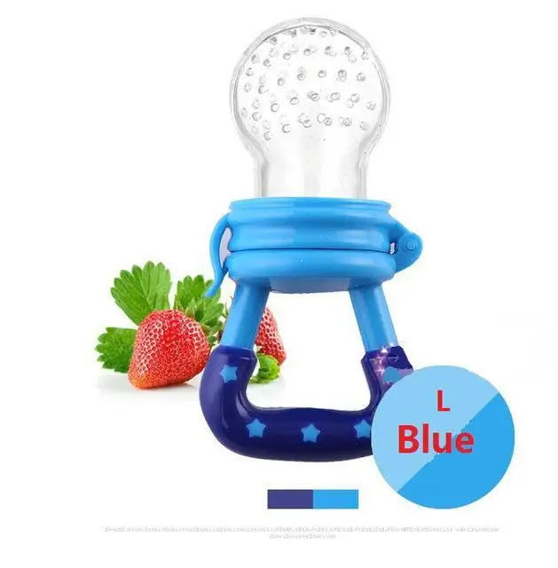 Siliconen Fopspeen Baby Tepel Fopspeen puter Kids Fopspeen Feeder Voor Voedsel Vruchten Nibler пустышка Babyvoeding Fopspeen - Цвет: Blue L