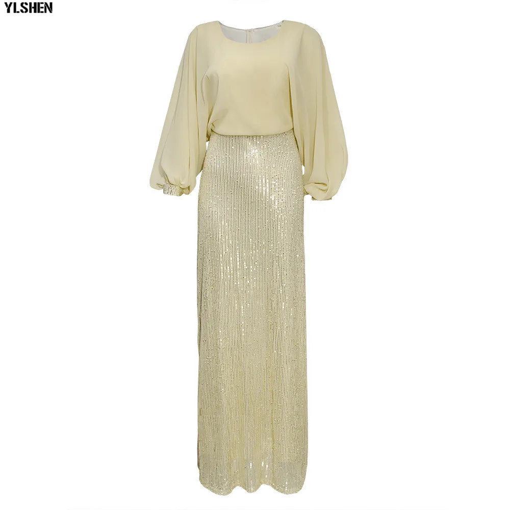 African Dresses For Women Elastic Sequins African Dress Daily Sexy Bat Sleeve Robe Party Evening Long Maxi Dress Africa Clothing 06