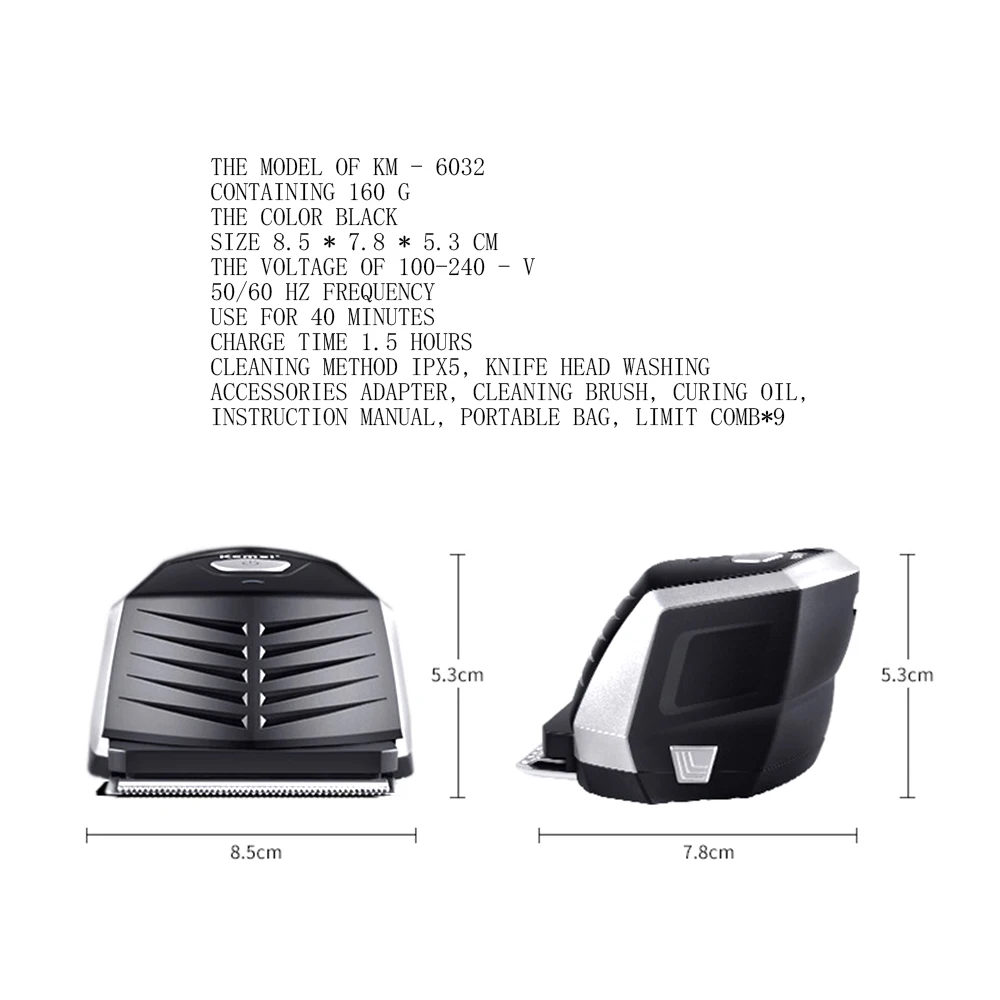1 шт. Kemei KM-6032 Новая электрическая машинка для стрижки волос Бритва может быть промыта головы электрическая машинка для стрижки волос европейский стандартный адаптер
