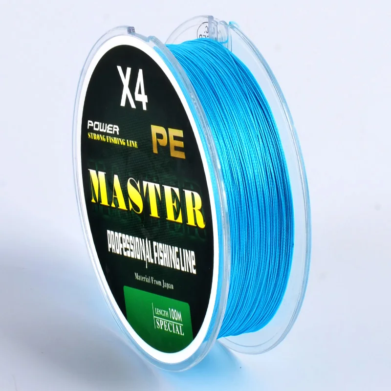 ABA TOP quality 4 strand pe braided fishing line meter 100 made in China factory - Цвет: Blue 100m