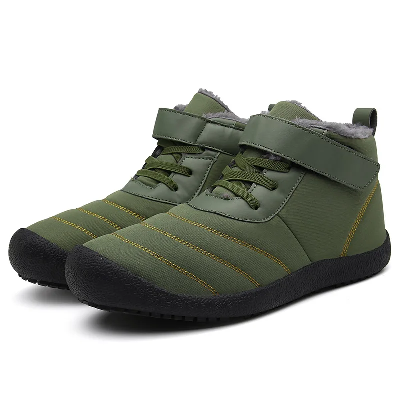 army green Открытый Мужские ботинки удобные теплые тапочки на зиму Пеший Туризм обувь Водонепроницаемый Женские снегоступы резиновый нескользящий прогулочные, скальные туфли - Цвет: army green