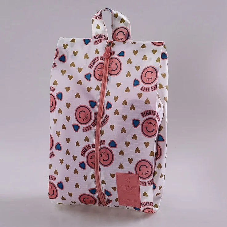 Органайзер для путешествий сумка для обуви нижнее белье для хранения с ручкой нейлон водонепроницаемый - Цвет: Pink Smile