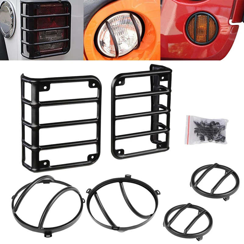 set Lamp Hoods Car Headlight Rear Tail Lamp Signal Light Guard Cover For Jeep Wrangler JK 2007- tail lamp cover headlight lamp cover