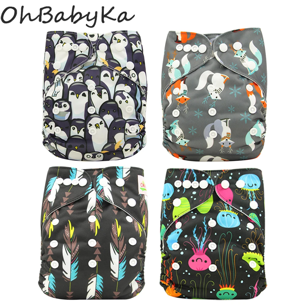 Ohbabyka 4 шт./компл. многоразовый тканевый подгузник для новорожденных Регулируемый Детский подгузник многоразовая полотняная пеленка водонепроницаемый чехол для Merries Fit 3-15 кг