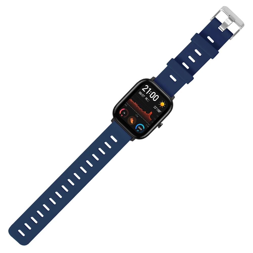 Сменный спортивный браслет из мягкого силикона для Huami Amazfit GTS 20 мм монохромный браслет на запястье с плоской головкой спортивный ремешок