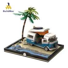 

MOC Beach Car Swimming pool Building Blocks T2 mini version beach dock Bricks Set Toy for birthday gift