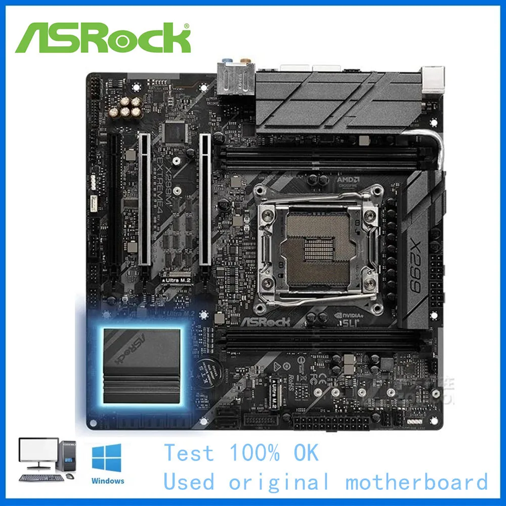 

Материнская плата для ASRock X299M Extreme 4 LGA 2066 для Intel X299 б/у материнская плата M.2 NVMe SATA3 PCI-E X16 3,0