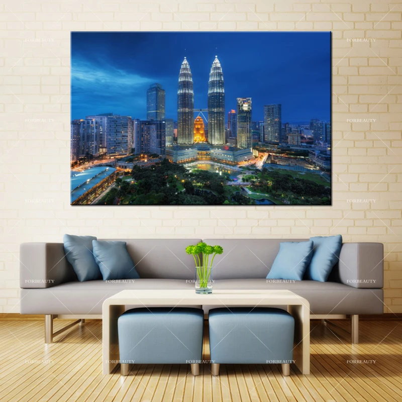 Forbeauty Canvas Painting Wall Art Petronas Waterproof Ink Home Decor Twin Towers Spray Printing Oil Paintings Abstract Single | Дом и сад