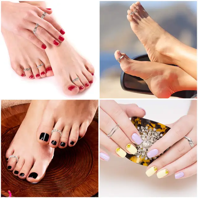 Anelli Da Dito Del Piede In Oro 14K Regolabili - Gioielli Spiaggia Donna Fascia Aperta - Foto 6