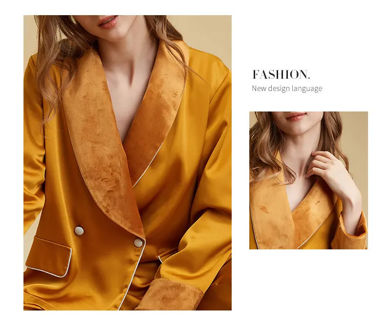 Waliicorners Loungewear Double-Breasted Shawl Long-Sleeved Sleepwear Velvet-Lined Pajamas Set 11 H6ca0c591dcce4fdfafe9ca6a1d305b87L