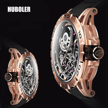 

Watch Men Fashion Automatic Mechanical Watch Luxury Gold Stainless Steel Rubber Waterproof Sport Watches Mens reloj hombres New