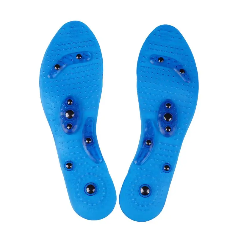 Blue 25cm Магнитная терапия, стельки для массажа здоровья, прозрачные силиконовые, против усталости, для ухода за ногами, массажные подошвы для мужчин и женщин, унисекс, медицинские - Цвет: Blue 25cm