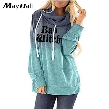 

Bad Witch Letters Gradient Pullover Hoodie Hoodies For Women Tops Hoodies Women Sweatshirt Thick Printing Pattern Plus Size