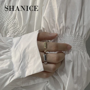 

SHANICE 925 Sterling Silver Open Ring Niche design ins cold wind D shape Jewelry For Women Young Girl Child Gifts Adjustable
