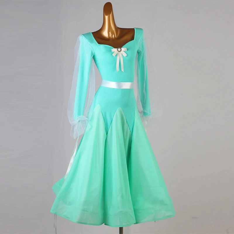 

Waltz Ballroom Competition Dress Chiffon Dance Practice Wear Stage Performance Costume Evening Party Gowns Concert Outfits