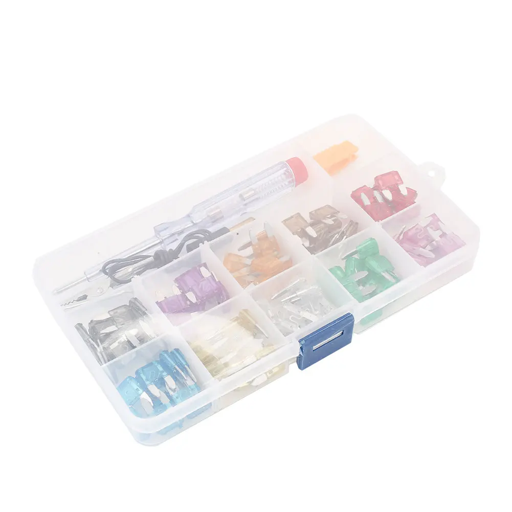 Blade Fuse Set Fuse Assortment Premium Quality Blade Fuse Car Accessories Replacement Parts 100pcs with Electroprobe Multicolor