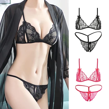 

Intimates Sexy Bralettes For Women Wire Free Push Up Bra Set Lace Underwear Embroidery Transparent Bra Sexy Lingerie Set Femme