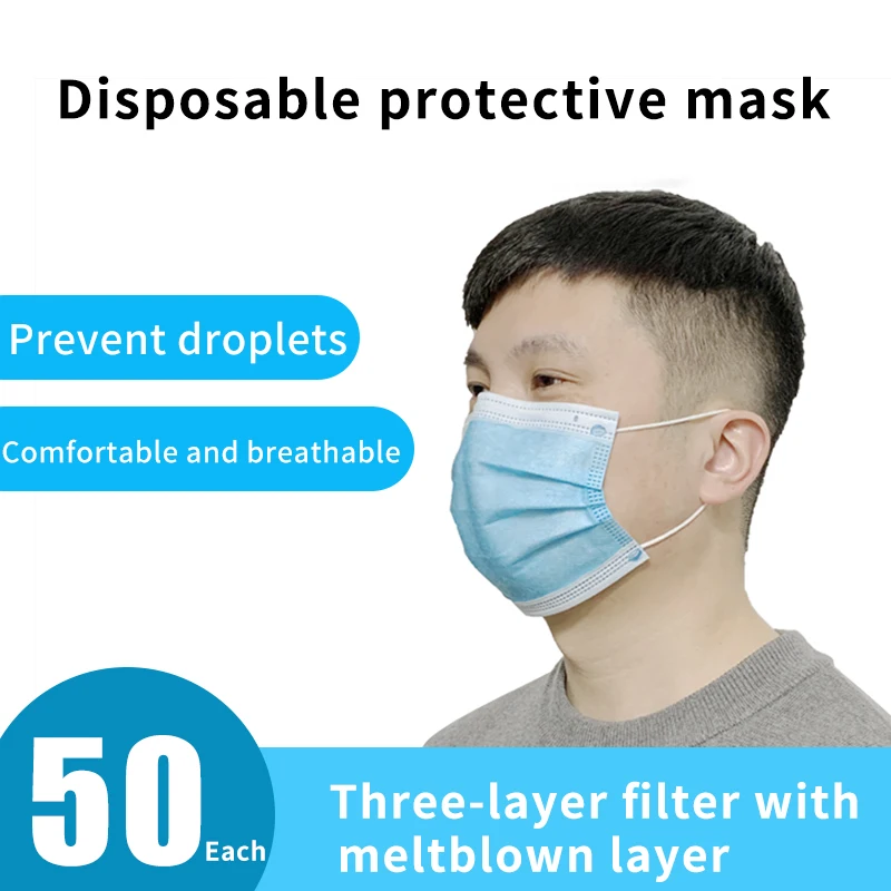 

HUIFAN Profession 3 Layer Disposable Facial Mask FFP1 Non Woven Anti-dust Mouth Masks Safe Breathable Protetive Mascarilla