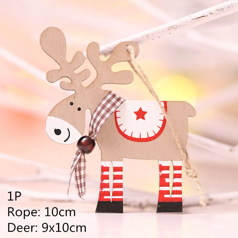 1P-378-B06 Multi Style Christmas Wooden Pendant Creative Wood Craft Ornaments DIY Chriatmas Tree Hanging Decoration Xmas Gift Supplies - Цвет: 1P-378-B06
