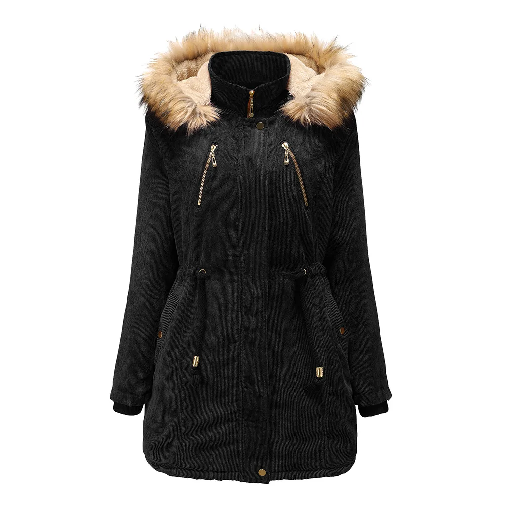 Зимнее пальто, женская одежда, теплое хлопковое Женское пальто, однотонная куртка, Женская парка на молнии, Повседневная Женская куртка, Прямая поставка