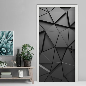 

Mural Multifunctional Bedroom DIY PVC Door Stickers 3D Geometric Simulation Waterproof Self Adhesive For Living Room Home Decor
