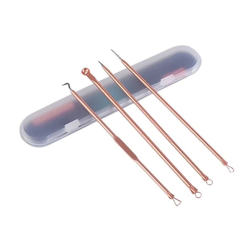 4PCS/Set Acne Blackhead Comedone Pimple Remover Needles Extractor Tools Kit Set Spoon Face Skin Care Facial Pore Cleaner | Инструменты