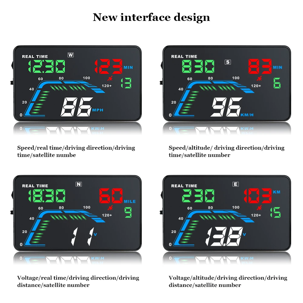 HUD GPS para coche de proyector Universal para parabrisas, pantalla frontal de 5,5 pulgadas, velocímetros digitales, indicadores de advertencia de exceso de velocidad, dispositivos inteligentes para automóviles - Imagen 5