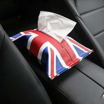 

PU Union Jack Box Car tissue box Car tray Holder Napkin Box for Mini Cooper JCW One S R55 R56 R60 R61 F55 F56 F60 Car Styling