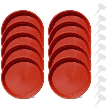 

10 Pack(14 Inch) Plant Saucers Terra Cotta Flower Pot Tray Excellent for Indoor & Outdoor Plants with 10 Plant Tags