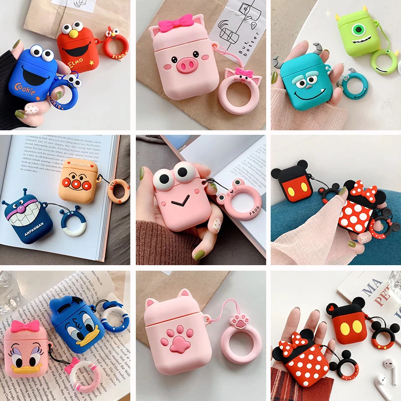 

Cartoon Cute box Wireless Bluetooth Headset case for Apple Airpods 1 2 Earphone soft Silicone Cover For Airpods Protective Cases