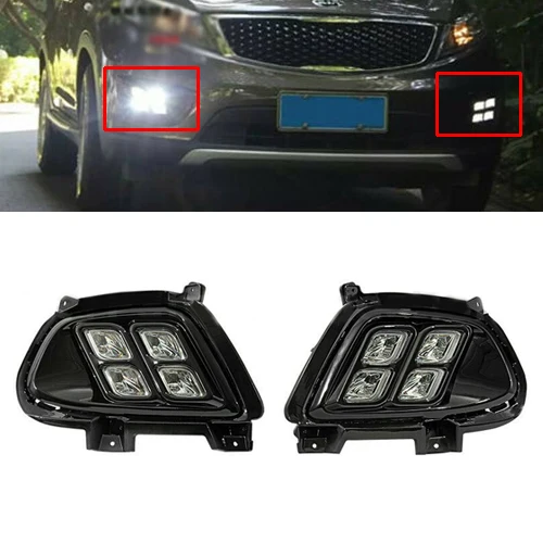 Best Price Dwcx 1 Paar Auto 4-Eyes Mistlamp Lamp Led Drl W/Connector Fit Voor Kia Sorento 2016 2017 2018
