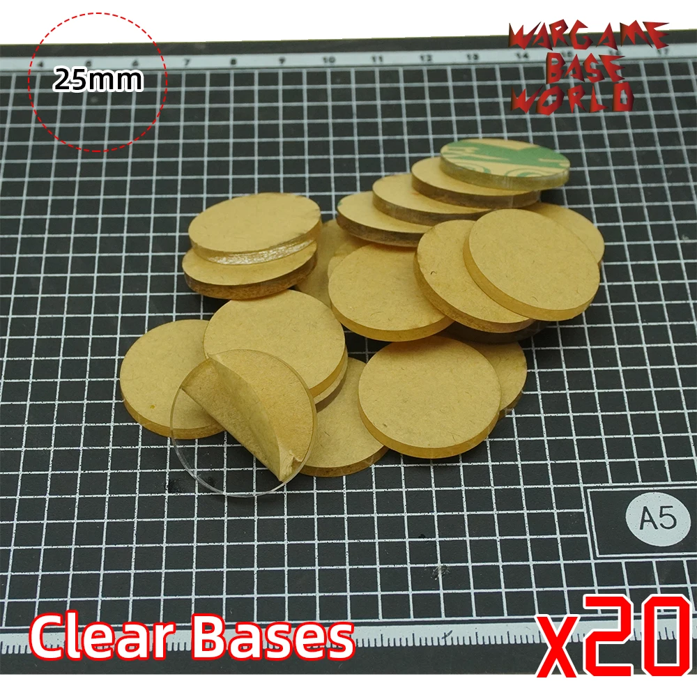 20 bases Wargame Base World-прозрачные/прозрачные основы для миниатюр-25 мм прозрачные основы - Цвет: 20 bases