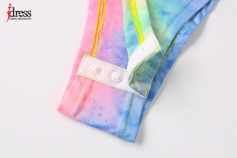IDress Hot One Piece Tie Dye Party Bodysuits Long Sleeves High Neck Body Suit  (7)