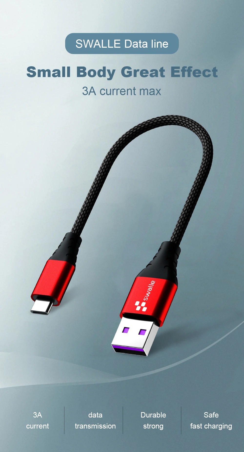 Swalle usb type C кабель для samsung S10 S9 S8 A50 Xiaomi Redmi Note 7 Быстрая зарядка USB-C зарядное устройство мобильный телефон usb C кабель