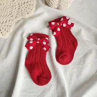 Baby Girls Knee High Socks Kids Cotton Red Big Bow Christmas Sock Solid Woolen Leg Warmers Girl Toddler Soft Socks For Toddlers 5