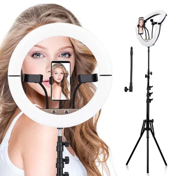 

2In1 Reverse Folding LED Dimmable Selfie Ring Light British Regulatory With Mini Tripod USB Plug For Youtube Live Makeup Video
