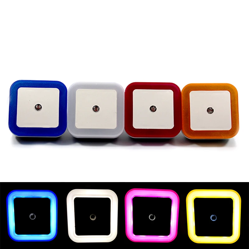 

Light Sensor Control LED Night Light EU US Plug MINI Square Lamp white blue yellow red Bedroom corridor living room lighting