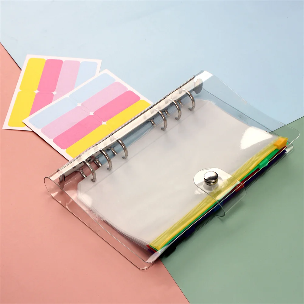 Transparent PVC Notebook Cover Loose Leaf Binder Journal Planner File Folder 