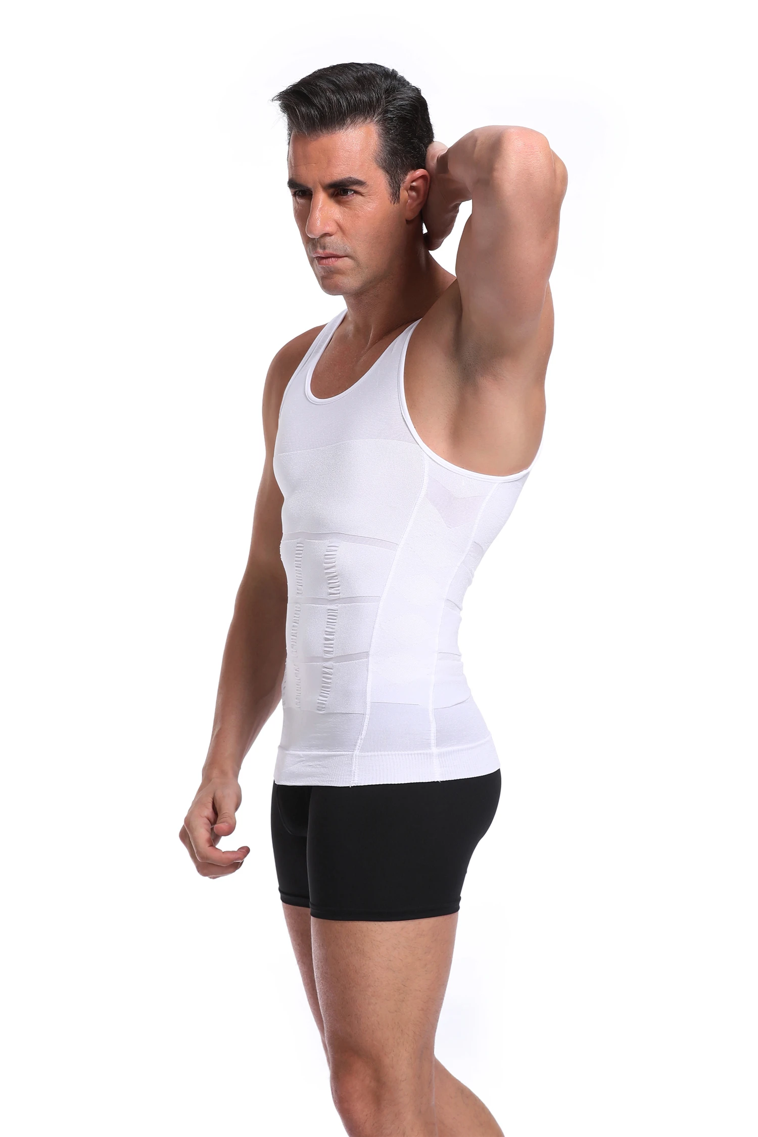 Compression Shirts for Men Shapewear Slimming Body Shaper Waist Trainer Vest Workout Tank Tops Abdomen Undershirts Fat Brun Gym