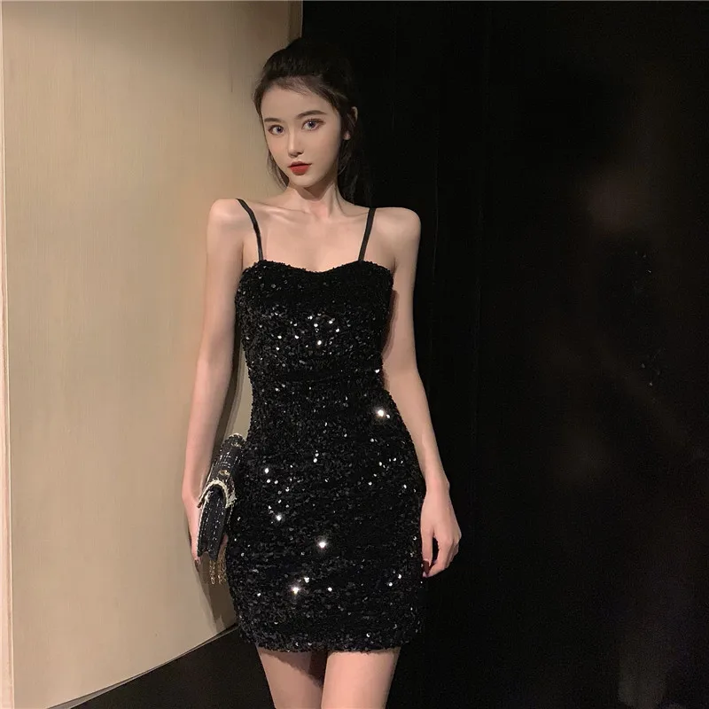 

Summer Hot Sexy Dress Women Clothing Black Sequins Sleeveless Bodycon Clubwear Party Femme Fashion 2020 Sheath Vestidos Dresses