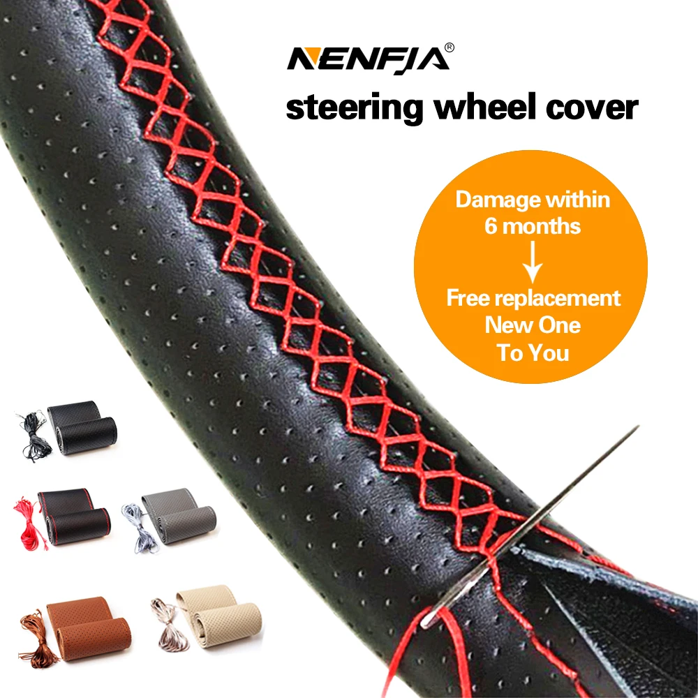

Car Steering Wheel Braid Cover Needles And Thread Artificial Leather Car Covers Suite 5 Color DIY Texture Soft Auto Accessories