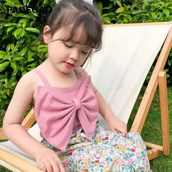 

Girl Camisole Bow Pink Black White Yellow Girls Baby Camisole Fashion Girl Summer Top 2020 New Summer Clothing For Child